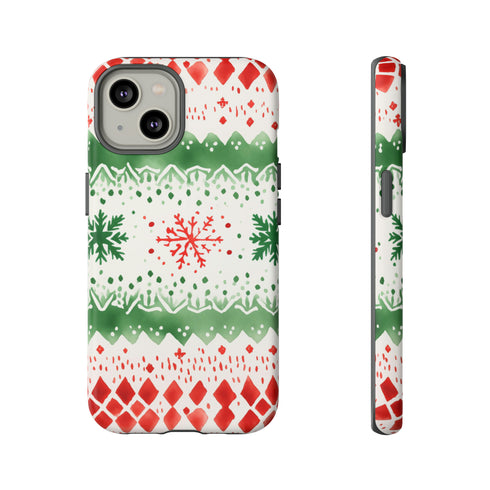 Watercolor Christmas Knitting - Impact Resistant Phone Case iPhone 14 Matte